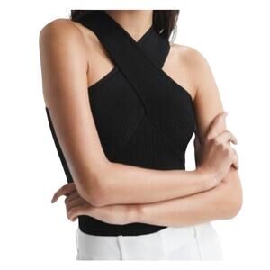 INC International Concepts Women's Knit Ottoman Halter Top in Deep Black